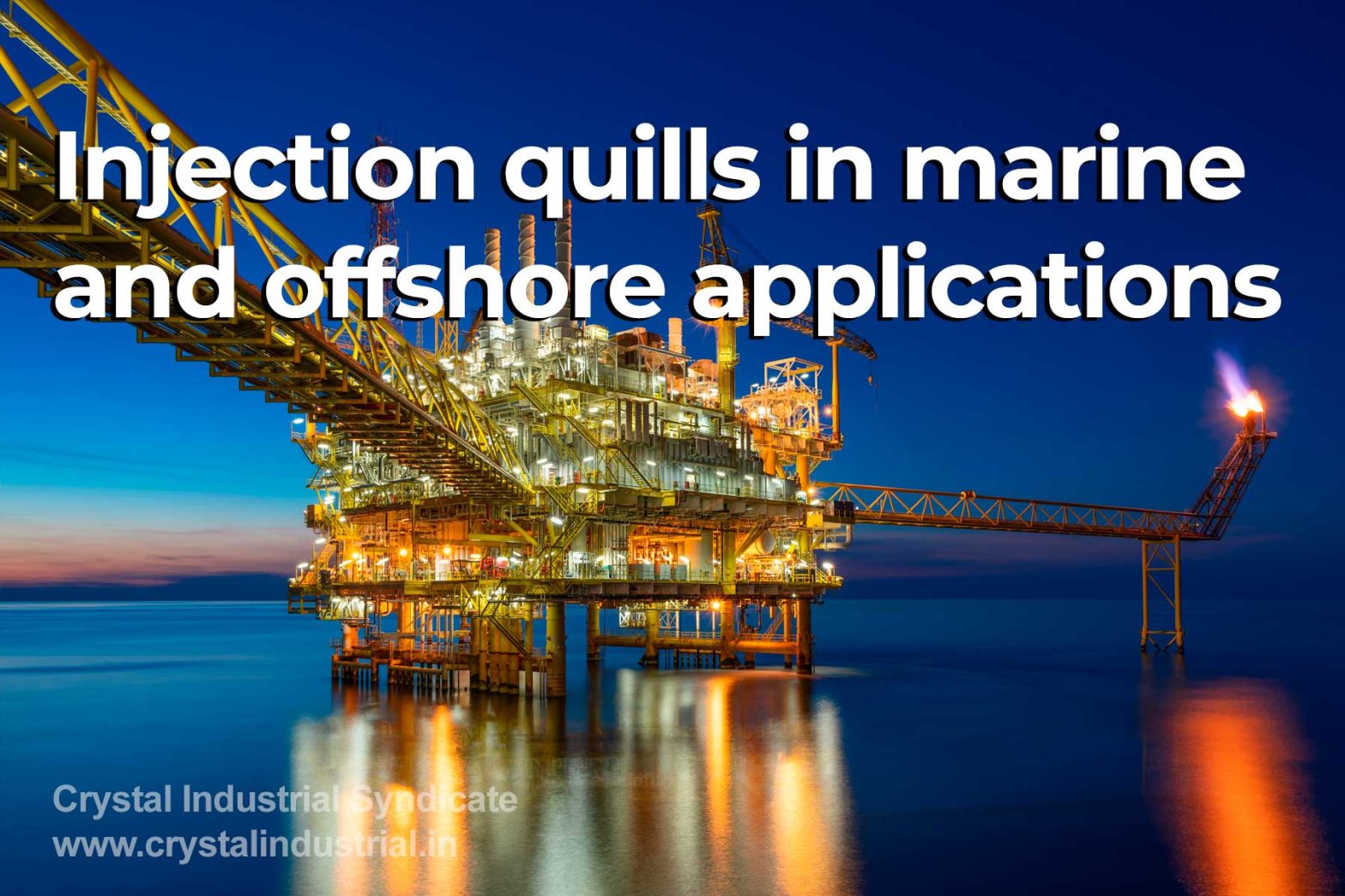 Injection quills for fire suppression, corrosion control and waste water management in marine and offshore applications